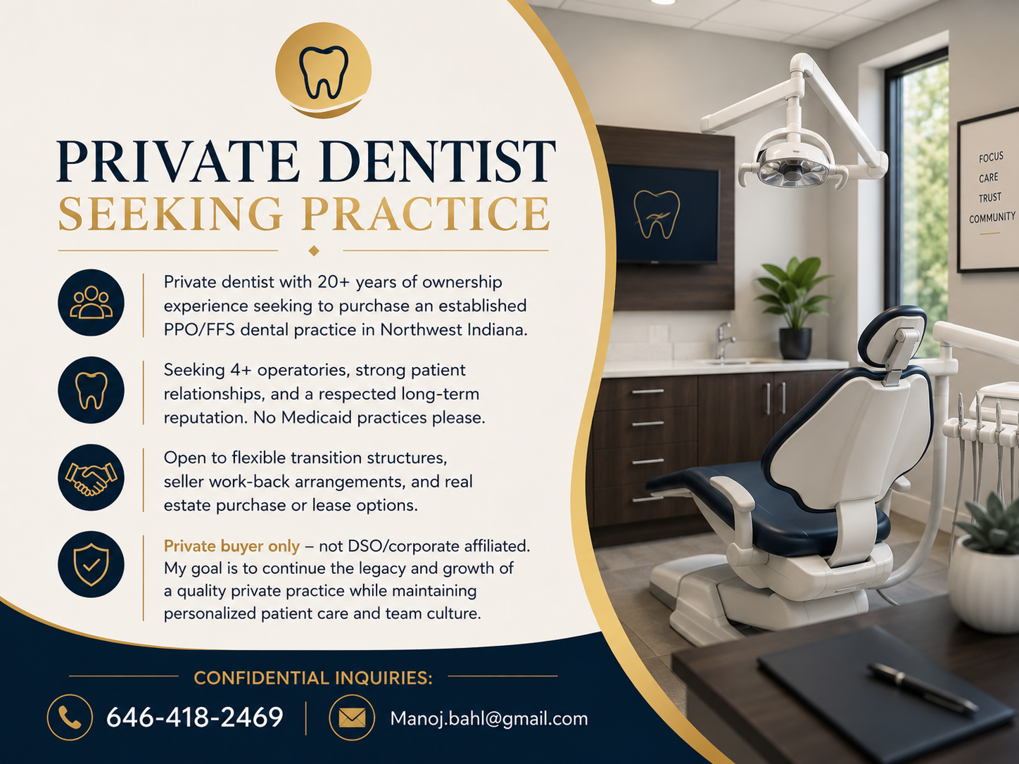 Private Dentist Seeking Practice – NW Indiana